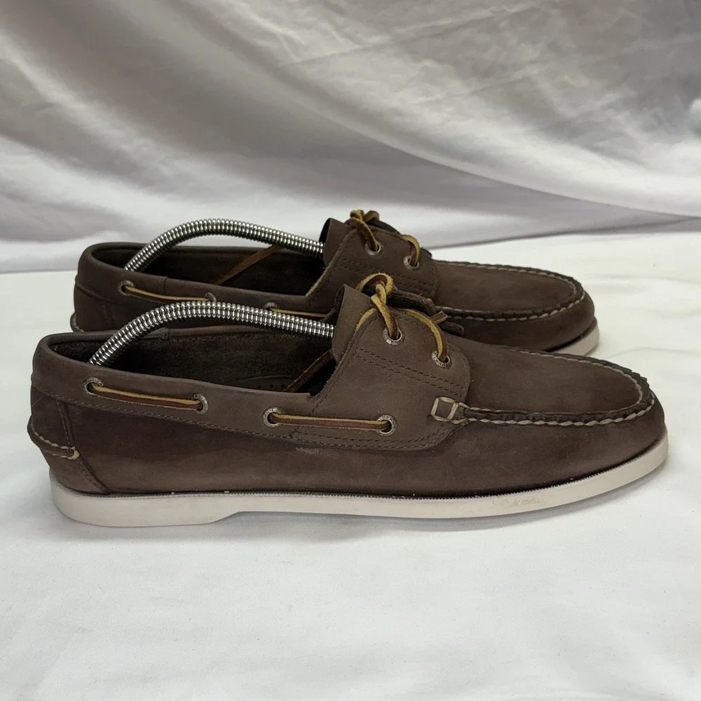 LL Bean Casco Bay Leather Boat Shoes Mens US 10.5‎ D Brown Moccasin Loafers